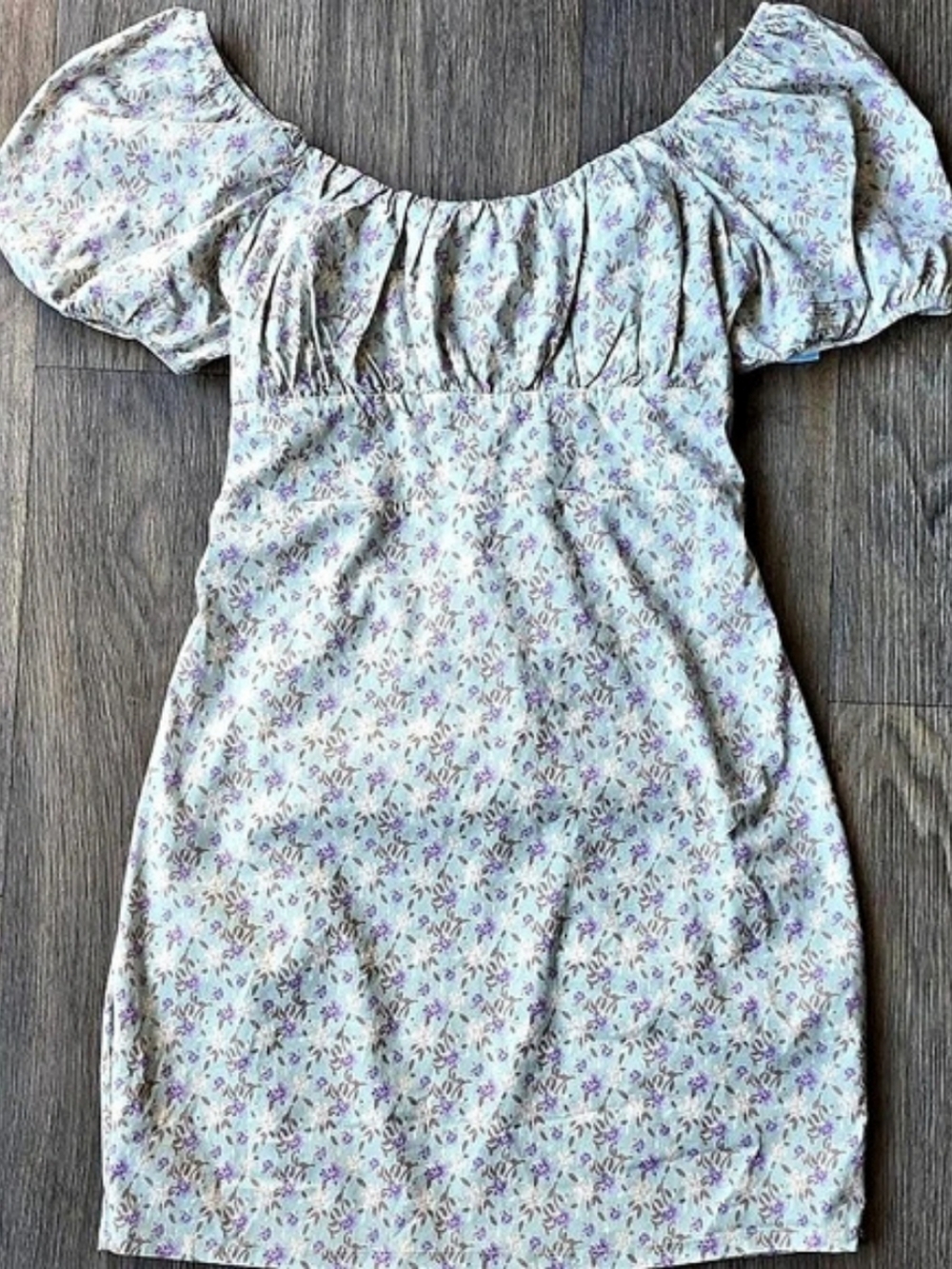 IRIS Floral Mini Dress in Green & Purple Size Large